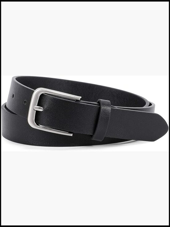 Faux Leather Casual Belt with Silver Buckle for Jeans and Dresses main image 5